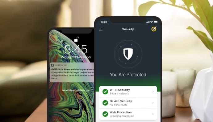 Mobile Security-App auf zwei Mobilgeräten